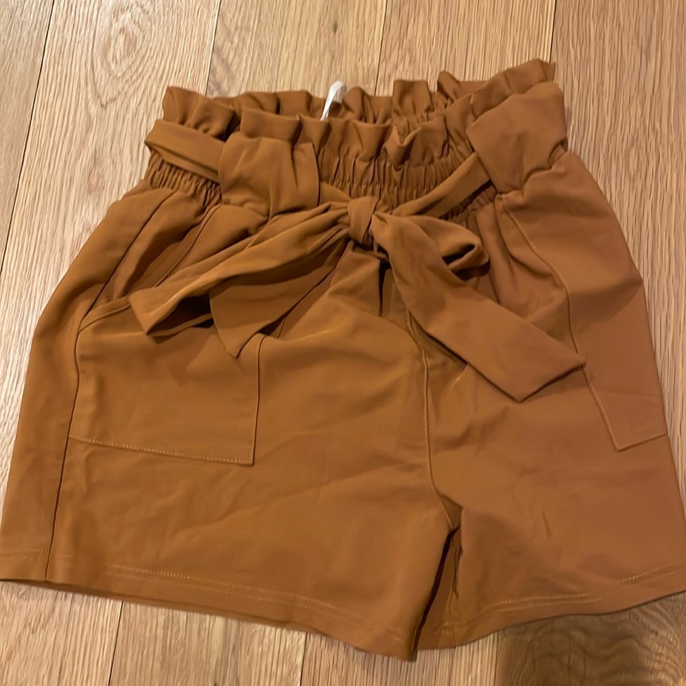 High waisted shorts, copper